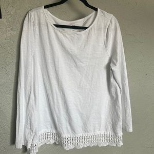 White Long Sleeve Shirt with Lace Detail - never been worn